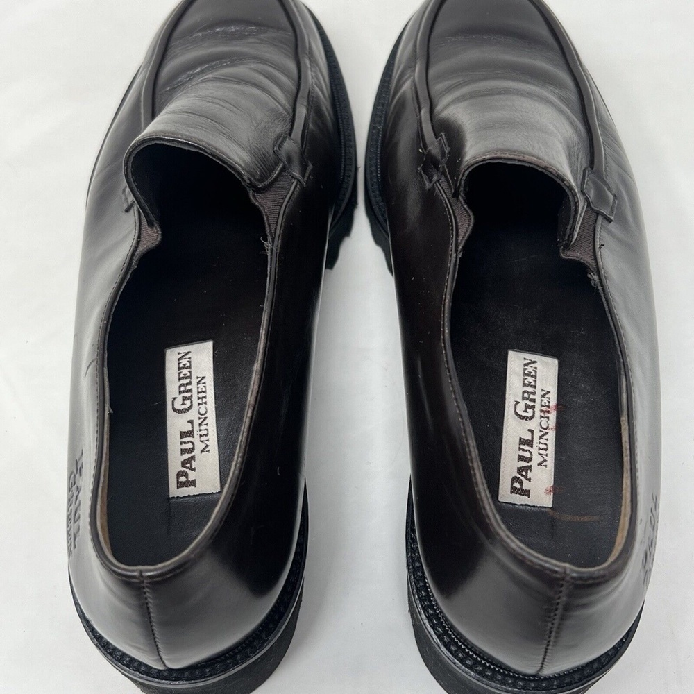 Paul Green Women's lug sole Platfrom Loafer Brown Leather Flat Slip On 8 US 10.5 - Picture 9 of 10